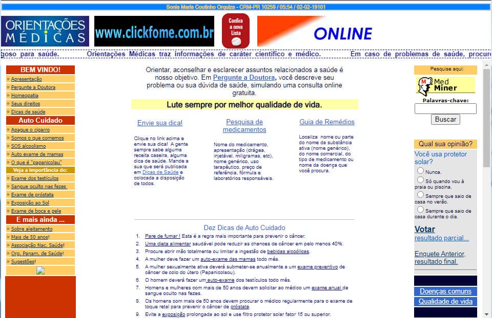 Print site Orientações Médicas waybackmachine 2 fev 2001