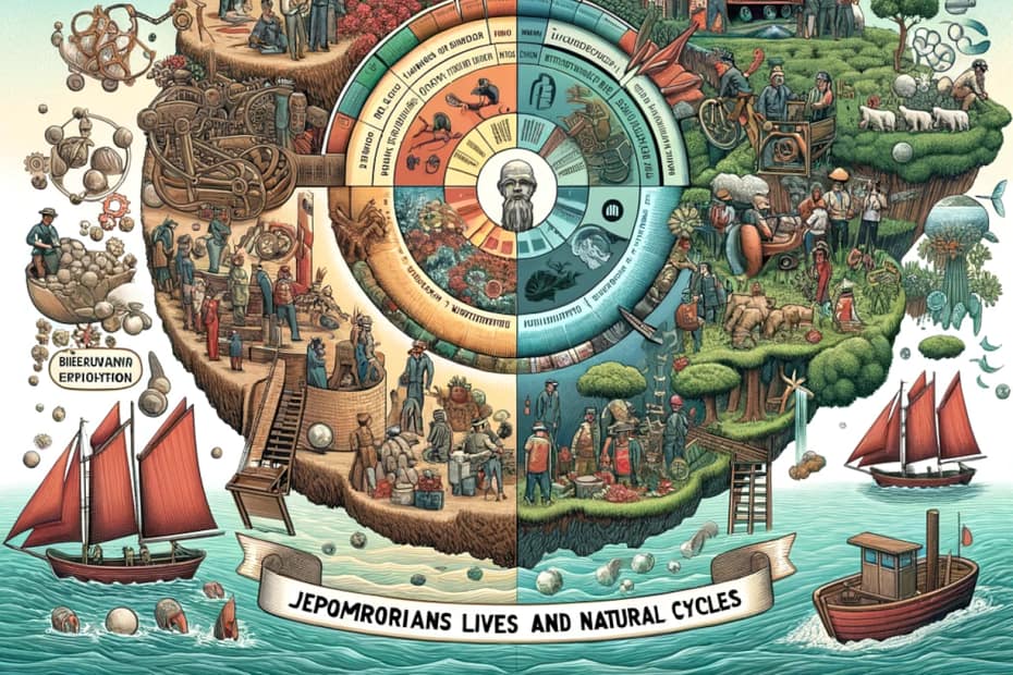 Visual representation of the disruptive impact of human labor on natural cycles and the existence of various life forms, illustrating the historical anomaly and its environmental and social consequences.