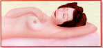 Auto-exame de mamas. Deitada, apalpe a metade externa da mama que, em geral, é mais consistente.